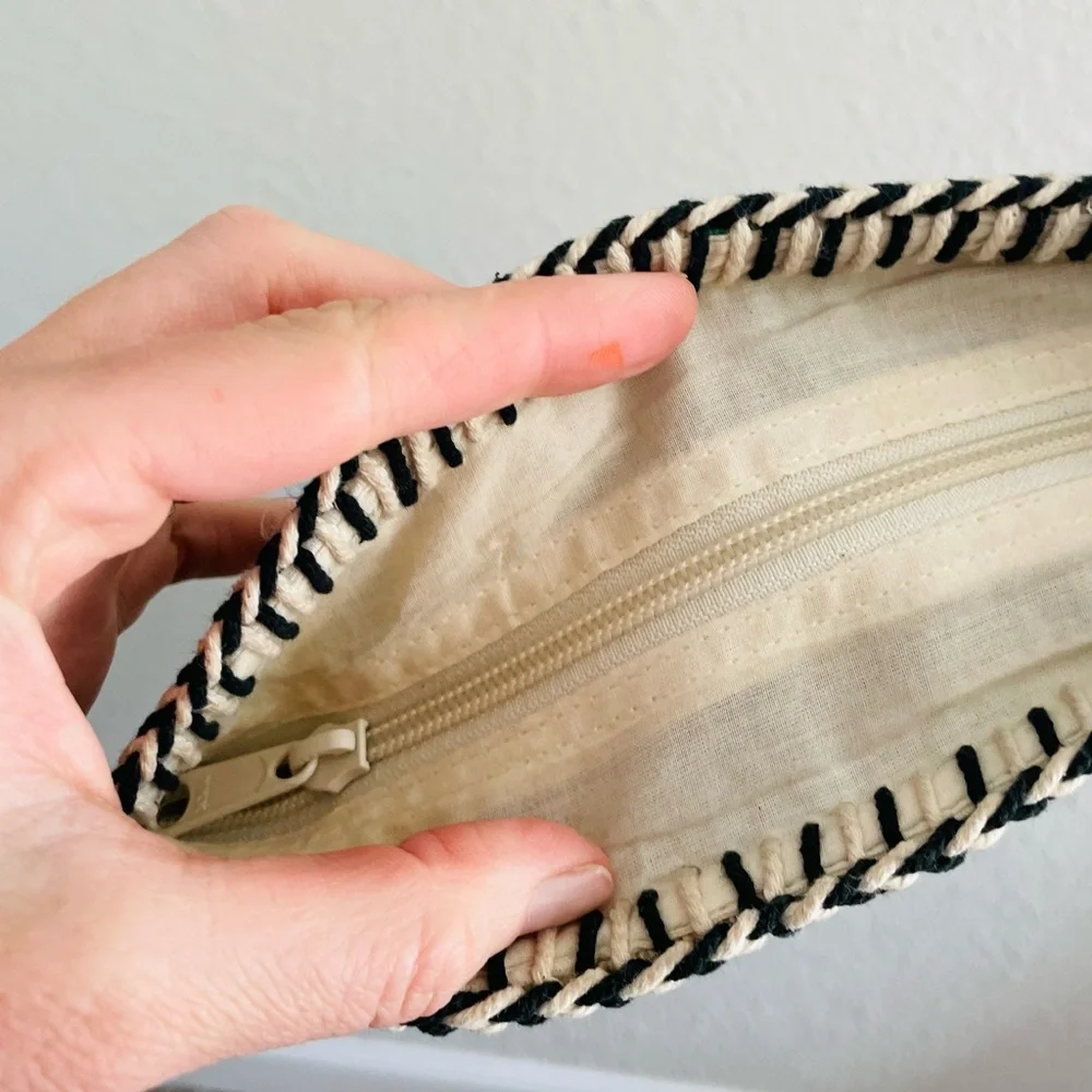 Shiraleah Boho Green Striped Leather Clutch
